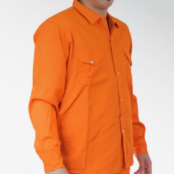 CAMISA NARANJA GABARDINA 100% ALGODON